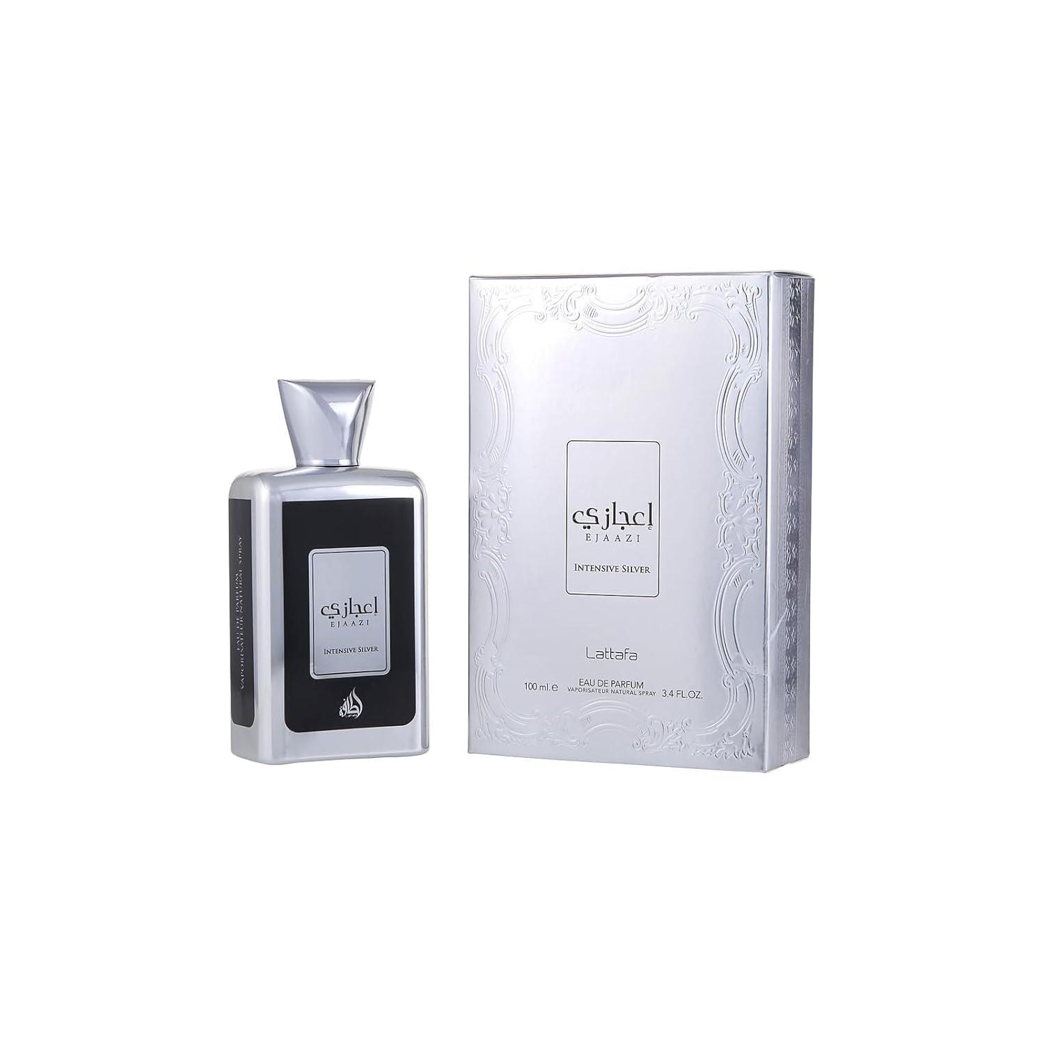 image:imageLattafa Pride Shaheen Silver Fresh Fruity Chypre Amber Eau de Parfum LongLasting Fragrance for Unisex 34 Ounce 100 mlBadee Al Oud Oud For Glory and Ejaazi Intensive Silver