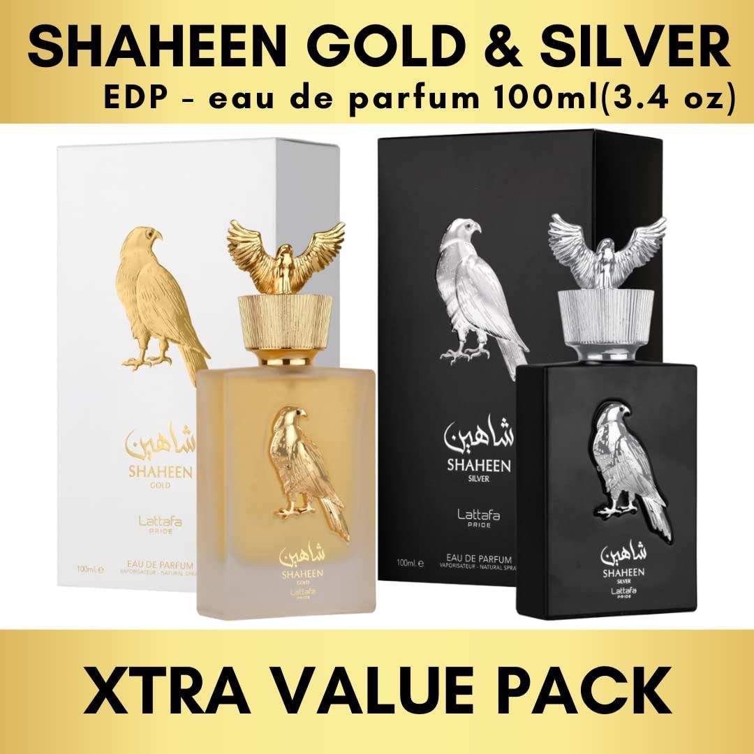 image:imageLattafa Pride Shaheen Silver Fresh Fruity Chypre Amber Eau de Parfum LongLasting Fragrance for Unisex 34 Ounce 100 mlPride Shaheen Gold and Silver