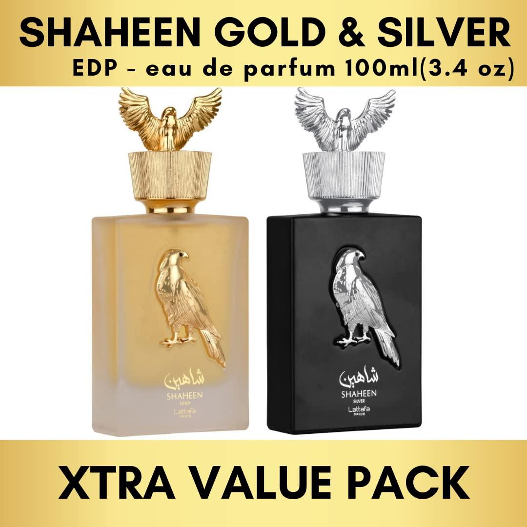 image:imageLattafa Pride Shaheen Silver Fresh Fruity Chypre Amber Eau de Parfum LongLasting Fragrance for Unisex 34 Ounce 100 mlPride Shaheen Gold and Silver