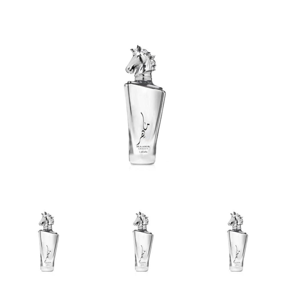 image:imageLattafa Maahir Legacy Aromatic Spicy Citrus Amber Wood Eau de Parfum LongLasting Fragrance for Men 340 Ounce 100 ml34 Fl Oz Pack of 4
