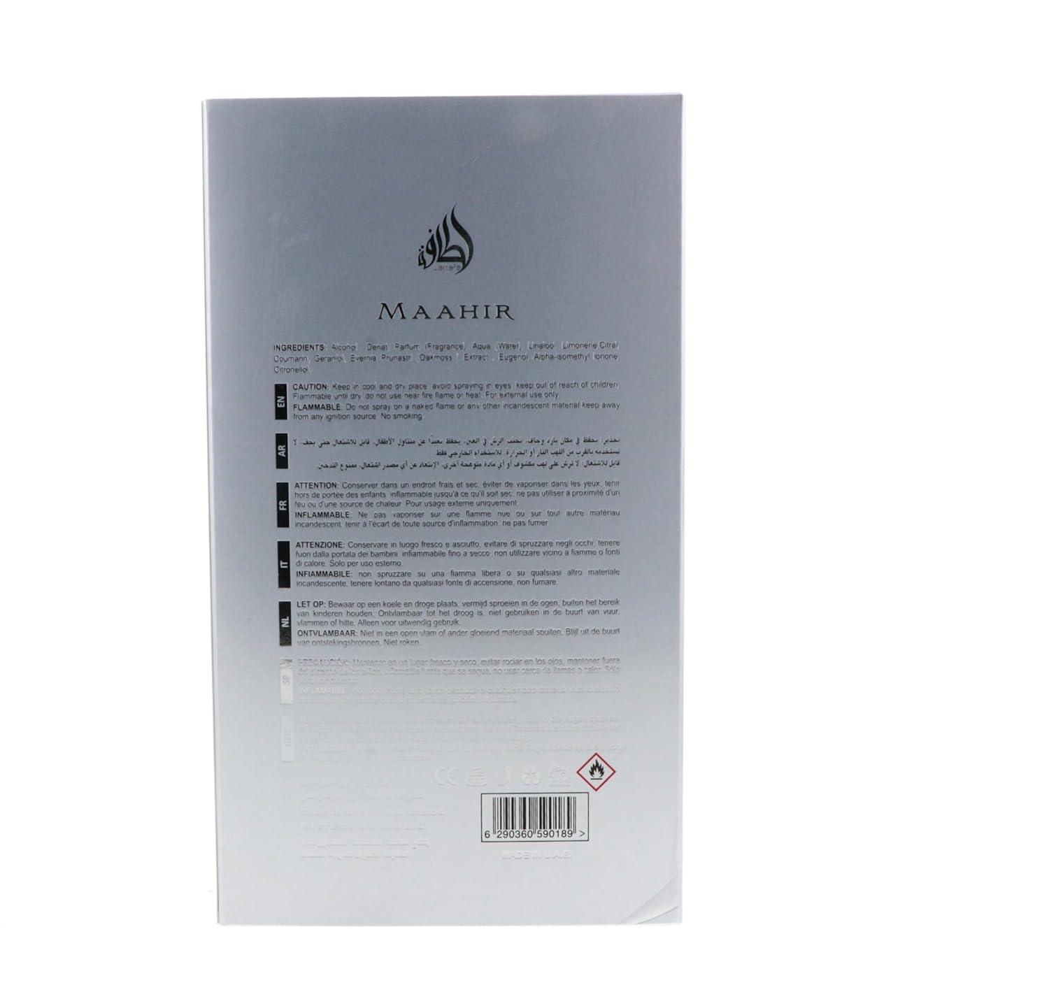 image:imageLattafa Maahir Legacy Fresh Aromatic Woody Amber Eau de Parfum Spray LongLasting Fragrance for Men 340 Ounce 100 ml